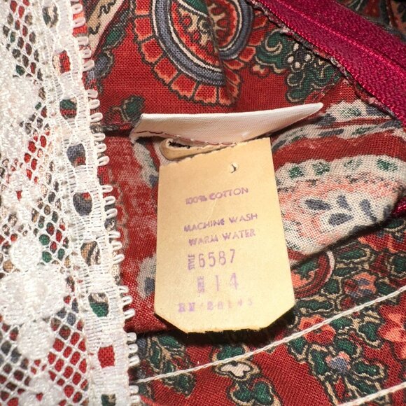 Vintage The Beaux Age Dress Girls 14 Fall Paisley Union Made 90s Floral Prairie - Picture 9 of 11